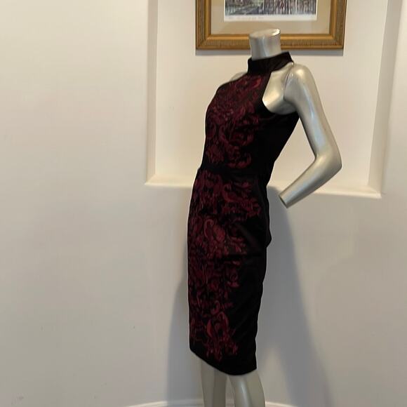 Wolf & Whistle London Halter Sheath Dress Red Jacquard size - Picture 2 of 11
